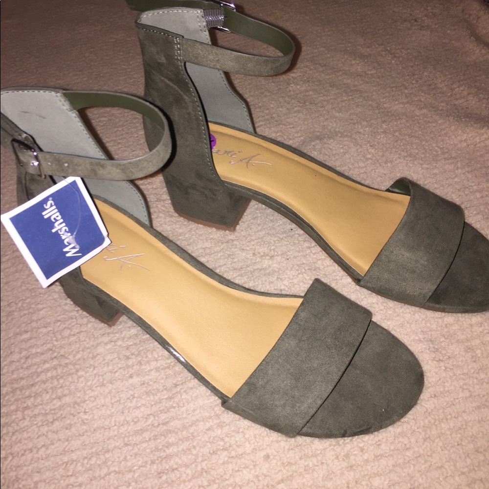 Green Suede Heeled Sandals